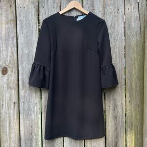 She + Sky 3/4 length ruffle sleeve black dress